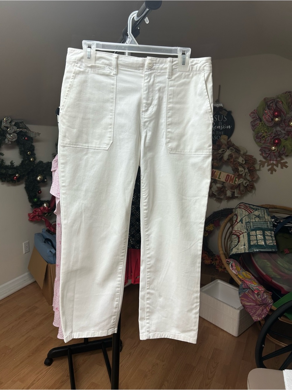 Sanctuary White High-Rise Cropped Utility Pants Size 29